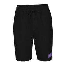 Load image into Gallery viewer, Embroidered🧵 Purple &amp; White fleece shorts
