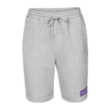 Load image into Gallery viewer, Embroidered🧵 Purple &amp; White fleece shorts
