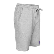 Load image into Gallery viewer, Embroidered🧵 Purple &amp; White fleece shorts
