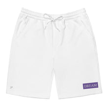Load image into Gallery viewer, Embroidered🧵 Purple &amp; White fleece shorts
