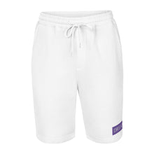 Load image into Gallery viewer, Embroidered🧵 Purple &amp; White fleece shorts
