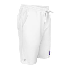Load image into Gallery viewer, Embroidered🧵 Purple &amp; White fleece shorts
